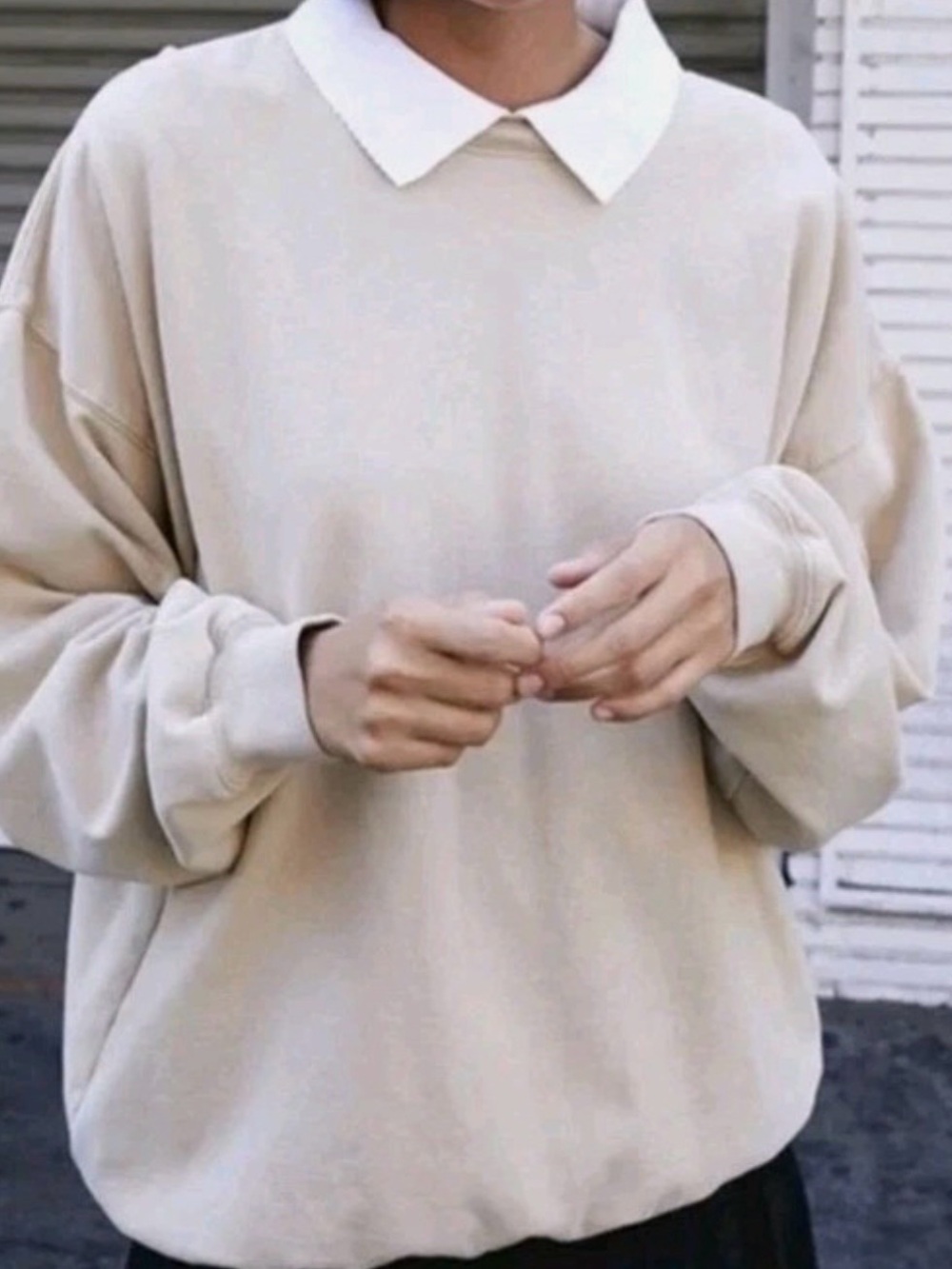 Brandy Melville Cream Oversized Sweater with White Collar